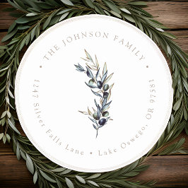 Adesivo Endereço de Retorno de Galho de Oliveira em Aquare