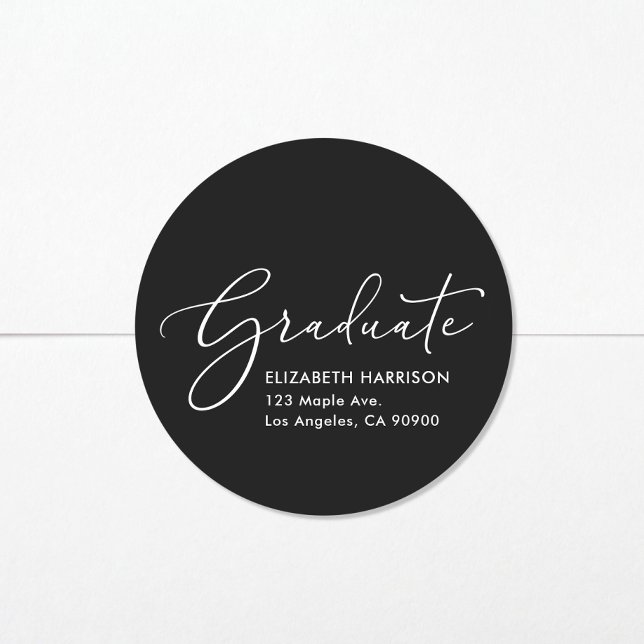 Adesivo Endereço de Retorno de Graduação Preta do Script E (Criador carregado)