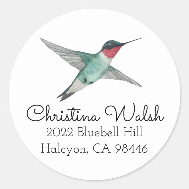 Adesivo Endereço de retorno de Hummingbird com garganta de (Frente)