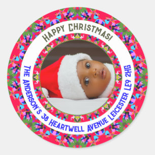 Adesivo Endereço de Retorno de Natal Foto Vermelho Persona