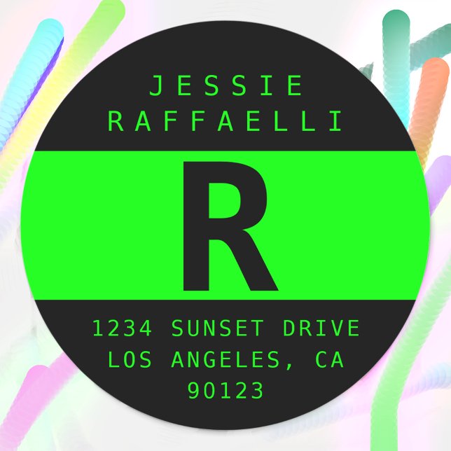 Adesivo Endereço de Retorno de Procura Moderna Verde Elétr (Criador carregado)