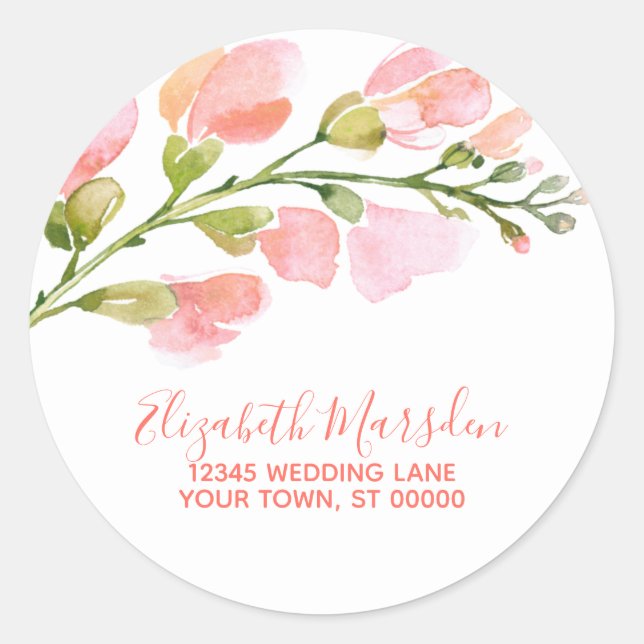 Adesivo Endereço de Retorno de Script Floral Dourado Elega (Frente)