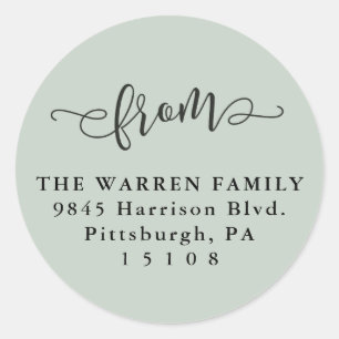 Adesivo Endereço de retorno de script verde-claro simples