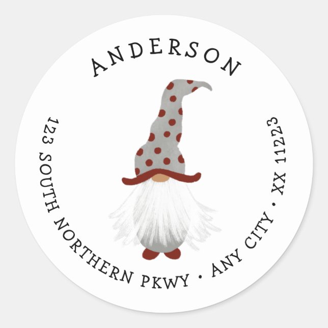 Adesivo Endereço de retorno do gnomo branco (Frente)