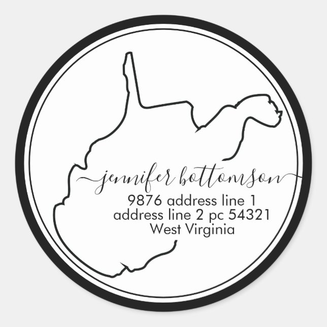 Adesivo Endereço de retorno do mapa residencial da Virgíni (Frente)