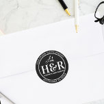 Adesivo Endereço De Retorno Do Monograma De Casamento Bran<br><div class="desc">Elevem sua correspondência de casamento com o nosso Autocolante Personalizado de Casamento Botânico Negro e Branco Monograma de Devolução de Endereço Clássico. Este adesivo é mais do que uma etiqueta; é um detalhe de na moda que adiciona um toque de sofisticação aos seus convites e envelopes de casamento. A forma...</div>