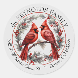 Adesivo Endereço de Retorno do Natal dos Cardinals Gêmeos