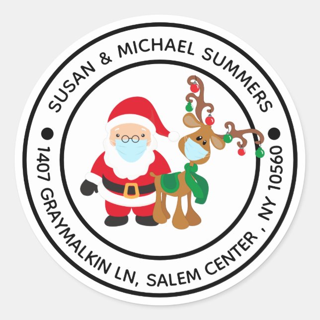 Adesivo Endereço de retorno do Papai Noel do Natal de 2020 (Frente)