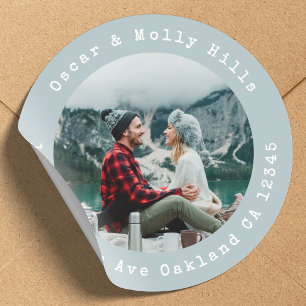 Adesivo Endereço de Retorno do Seu Foto Sticker Redondo Cl