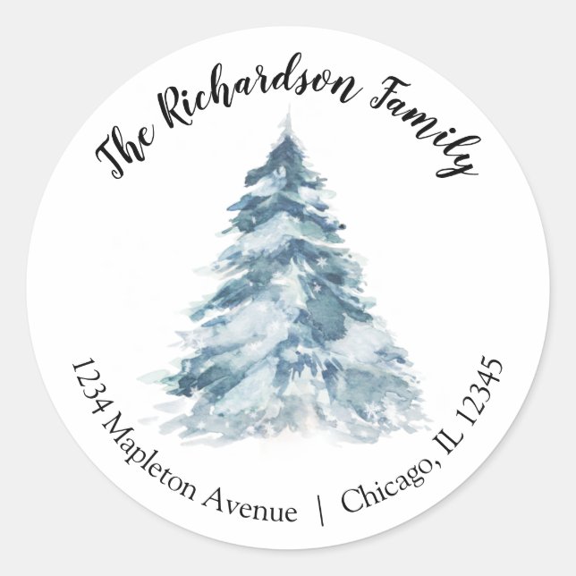Adesivo Endereço de retorno elegante da árvore natalícia (Frente)