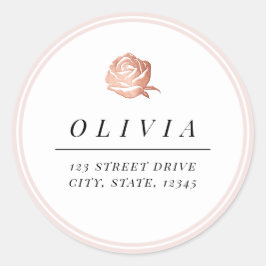 Adesivo Endereço de retorno floral minimalista do ouro Ele