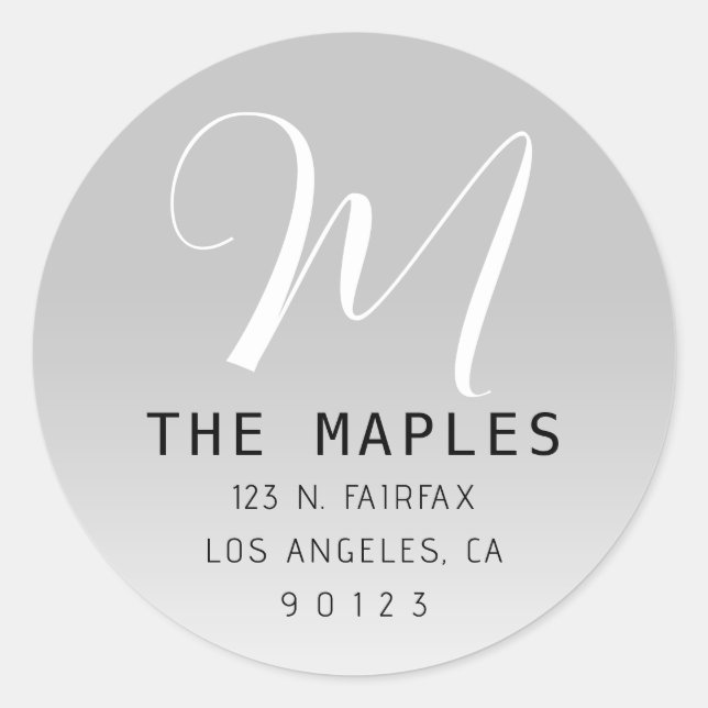 Adesivo Endereço de Retorno Inicial de Script Moderno | CI (Frente)