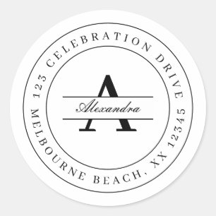 Adesivo Endereço de retorno mínimo branco preto Elegante