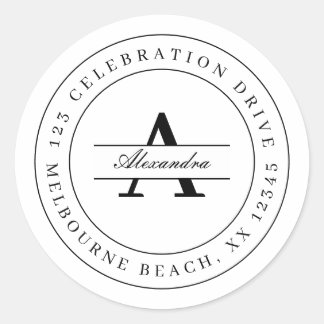 Adesivo Endereço de retorno mínimo branco preto Elegante