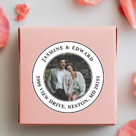 Adesivo Endereço de Retorno Moderno de Foto de Casamento P