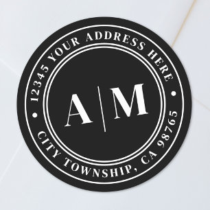 Adesivo Endereço de Retorno Monograma Preto