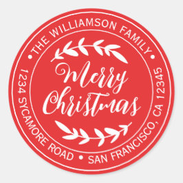 Adesivo Endereço de Retorno Natalino Vermelho Brilhante