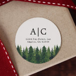 Adesivo Endereço de Retorno Personalizado de Árvores de Pi<br><div class="desc">Pinheiros-rústicos com aquarelas adesivos de endereço de retorno personalizados. Personalizável</div>