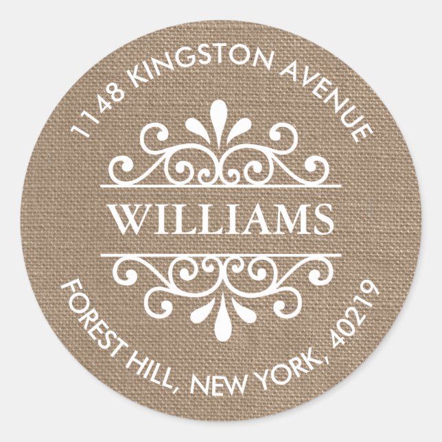 Adesivo Endereço de Retorno Personalizado do Ornamentado R (Frente)