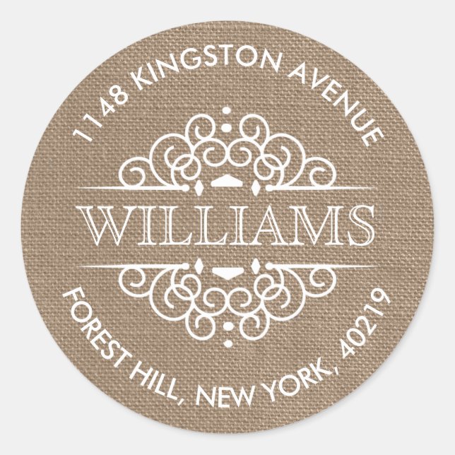 Adesivo Endereço de Retorno Personalizado do Ornamentado R (Frente)