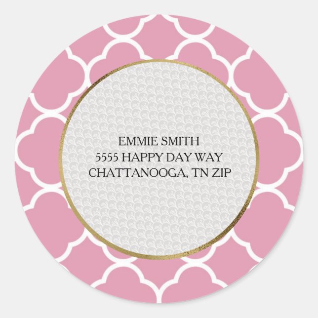 Adesivo Endereço de Retorno Personalizado Rosa Branco Quat (Frente)
