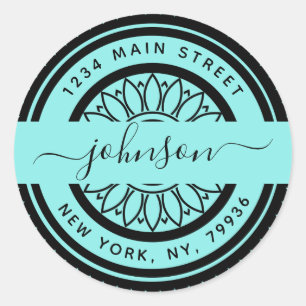 Adesivo Endereço de Retorno Redondo Elegante, Crie o Seu