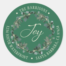 Endereço de retorno verde de Joy Wreath