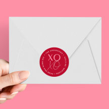 Endereço de retorno vermelho e rosa do XOXO modern