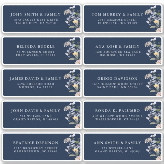 Adesivo Endereço do Convidado do Prado do marinho Wildflow (Frente)