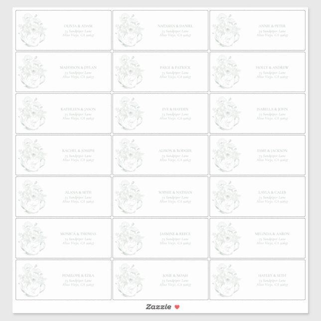 Adesivo Endereço do Convidados para Chá de Noiva Botânico  (Folha)