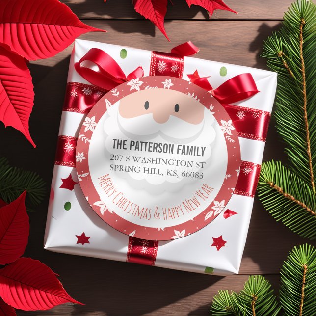 Adesivo Endereço do Feliz ano novo de Natal do Santa Claus (Criador carregado)