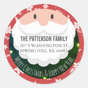 Adesivo Endereço do Feliz ano novo de Natal do Santa Claus