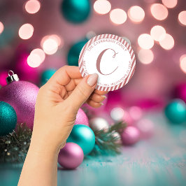 Adesivo Endereço do Monograma da Faixa de Folha Rosa Gold 