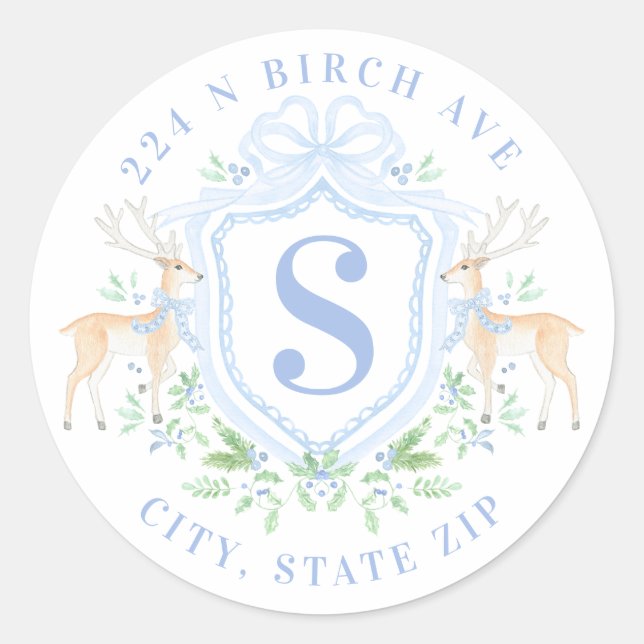 Adesivo Endereço do Monograma do Deer Crest do Avó-milênio (Frente)