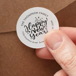 Adesivo Endereço do Nome de Retorno do Script do Feliz ano