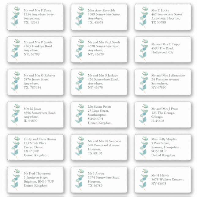 Adesivo Endereço do Nome do Destinatário Individual EucaIy (Frente)