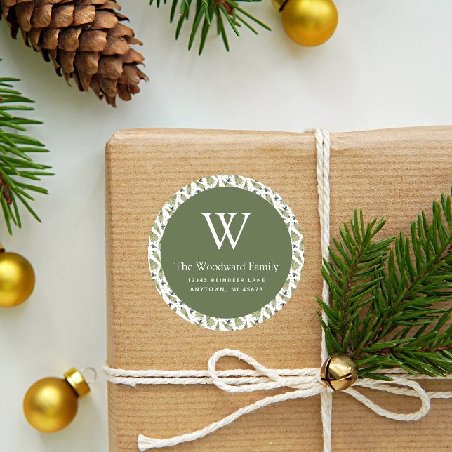 Adesivo Endereço do Padrão de Greenery de Natal (Criador carregado)