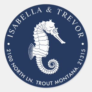 Adesivo Endereço do remetente do cavalo marinho   do