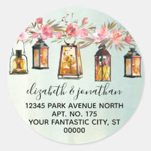 Adesivo Endereço do remetente verde floral da aguarela do