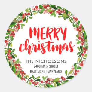 Adesivo Endereço do remetente vermelho do feriado do