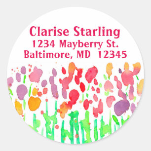 Adesivo Endereço do remetente vermelho dos Wildflowers da
