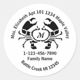 Adesivo Endereço Doméstico da Família Crab Monograma