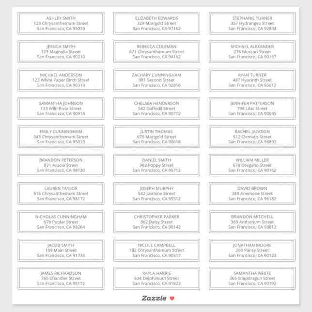 Adesivo Endereço dos Nomes de Convidados de Casamento Mode (Folha)