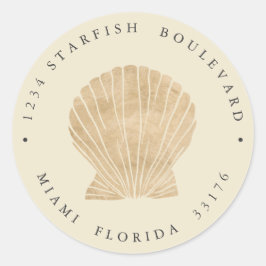 Adesivo Endereço DOURADO Elegante FAUX SEASHELL costeiro