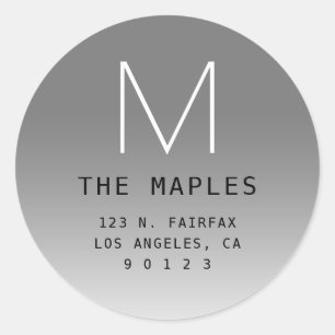 Adesivo Endereço e Monograma de Devolução Moderno CINZA