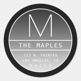 Adesivo Endereço e Monograma de Devolução Moderno | Preto 