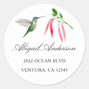 Adesivo Endereço Elegante de Hummingbird