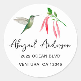 Adesivo Endereço Elegante de Hummingbird