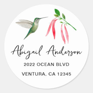 Adesivo Endereço Elegante de Hummingbird