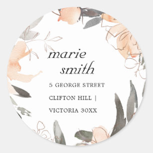 ADESIVO ENDEREÇO FLORAL DE TERRACOTA LARANJA DE ÁGUA